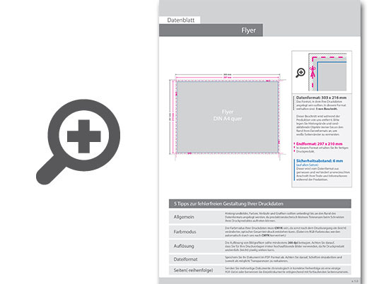 Product Bild multiloft-flyer_din_a4_quer_(29_7_cm_x_21_0_cm)_einseitig_folienkaschiert_gl__nzend_mit_einseitig_partieller_uv-lackierung__4_0_farbig_(einseitiger_druck)