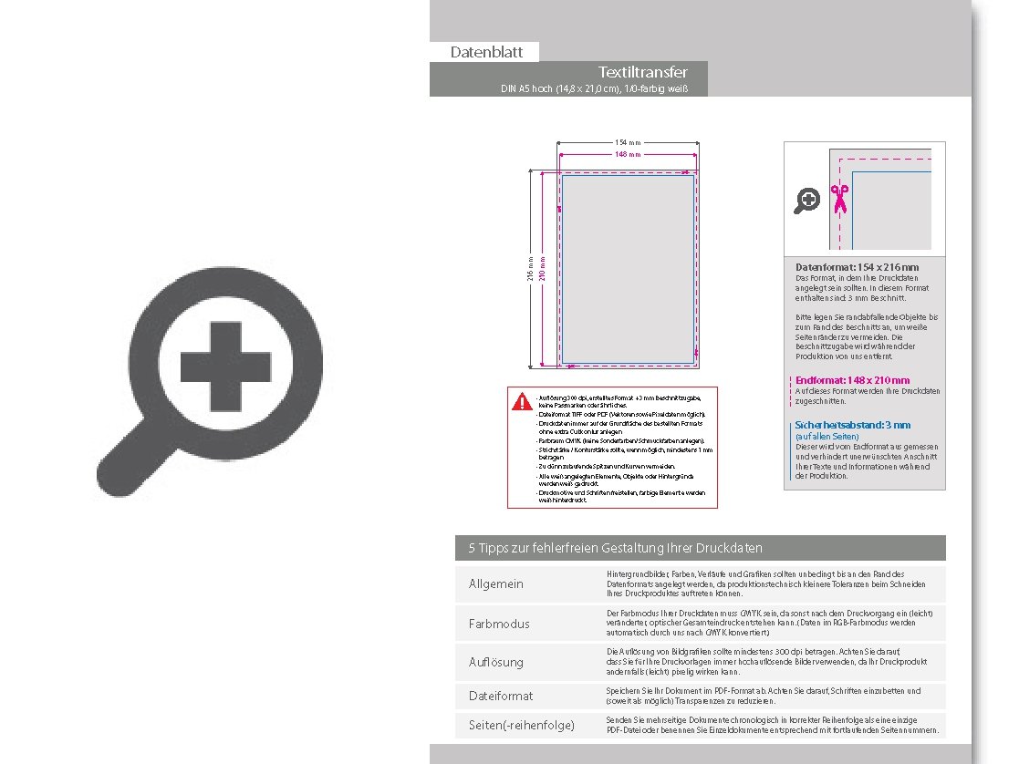 Product Bild hochwertiger_textiltransfer_din_a5_hoch_(14_8_x_21_0cm)__einseitig_1_0-farbig_(wei__)_bedruckt